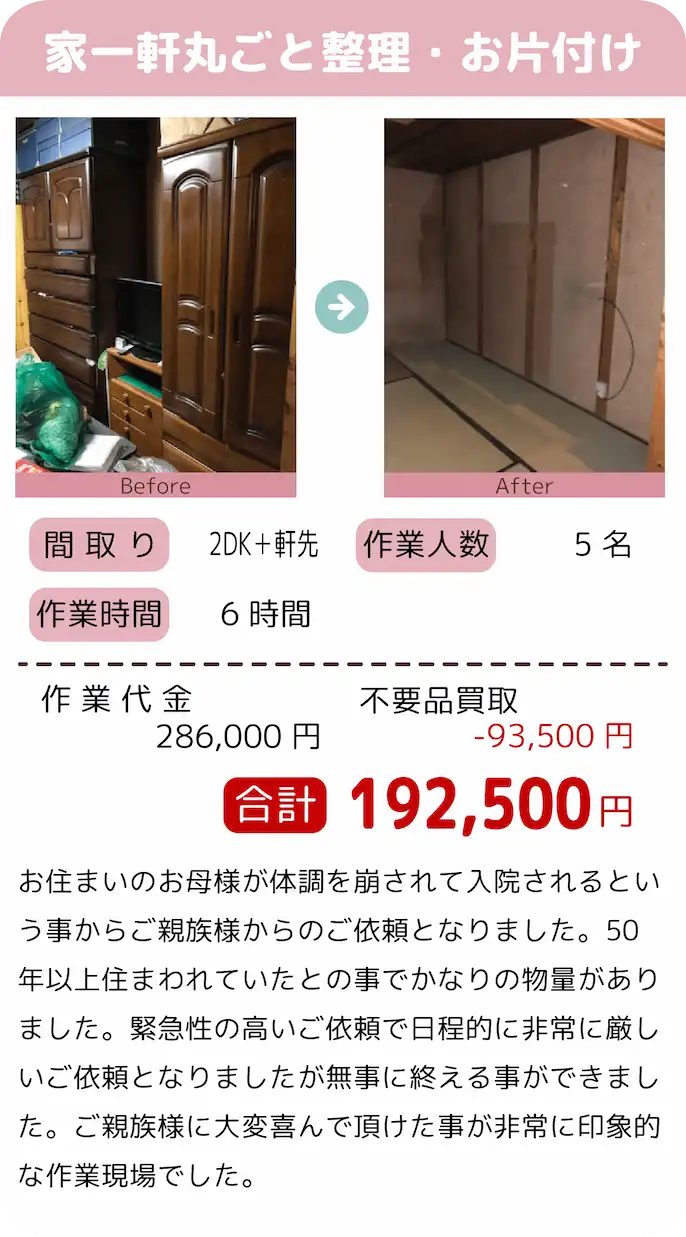 クリニーズによる家一軒丸ごと整理・お片付け